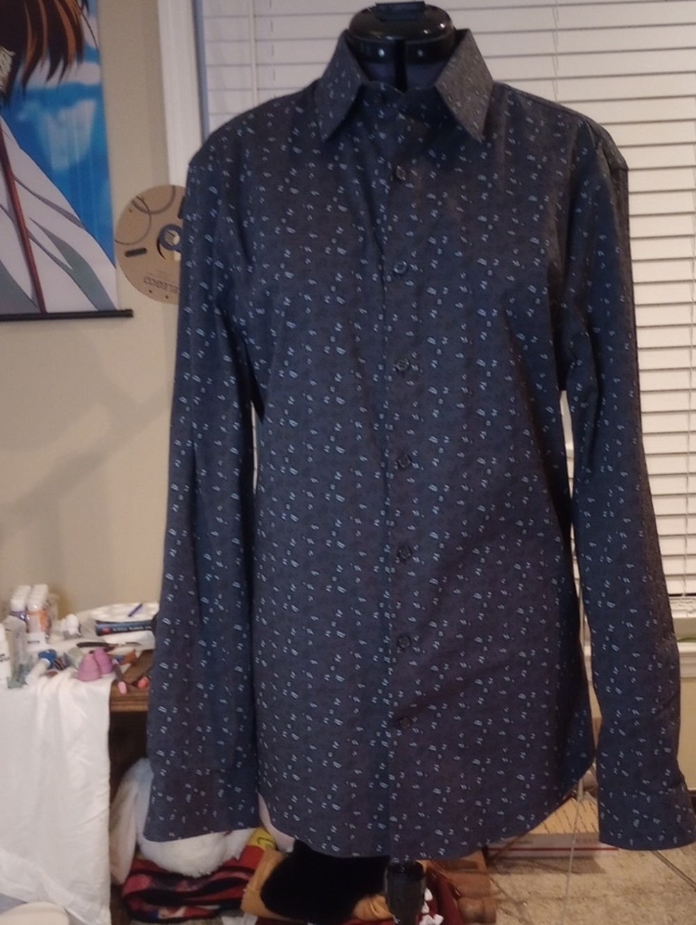 Men's Dark Grey Express Long Sleeve Button Up